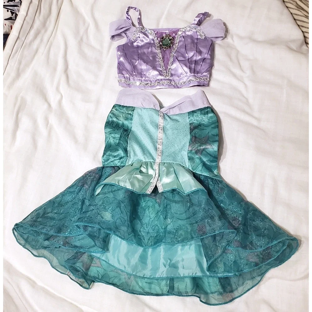 Disney Ariel Costume Purple Teal Sequin Shell Mermaid Dress Up Set Size 3